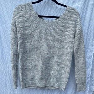Grey Sweater with Criss Cross Back